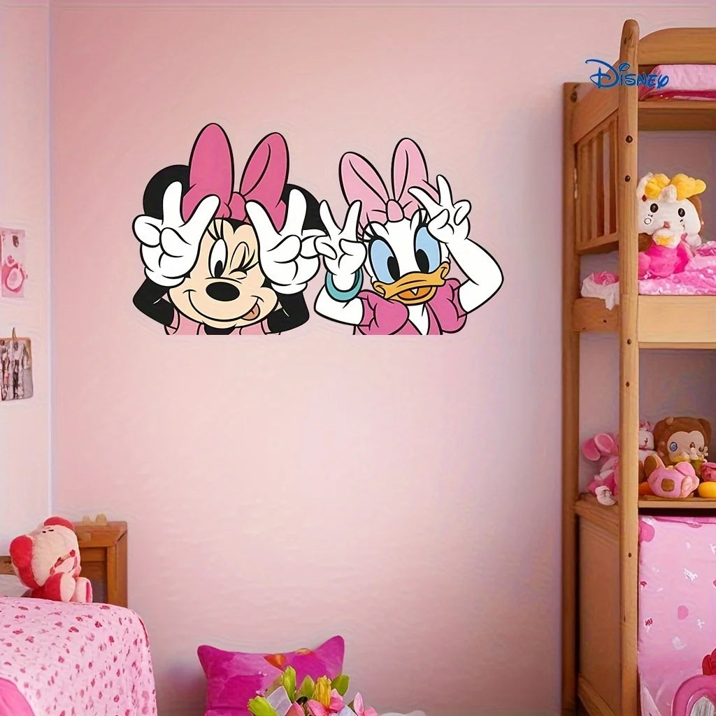 1 Piece Disney Mickey and Minnie Mouse Large Wall Decal - Self-Adhesive Cartoon Sticker, Perfect for Room Walls, Cars, and Party Decorations, Disney Stickers