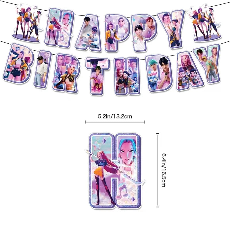 Demon Hunter Birthday Party Supplies Favors Kids Surprise Goody Bags Fillers Balloons Banner for Girls K-pop Anime Cosplay Party