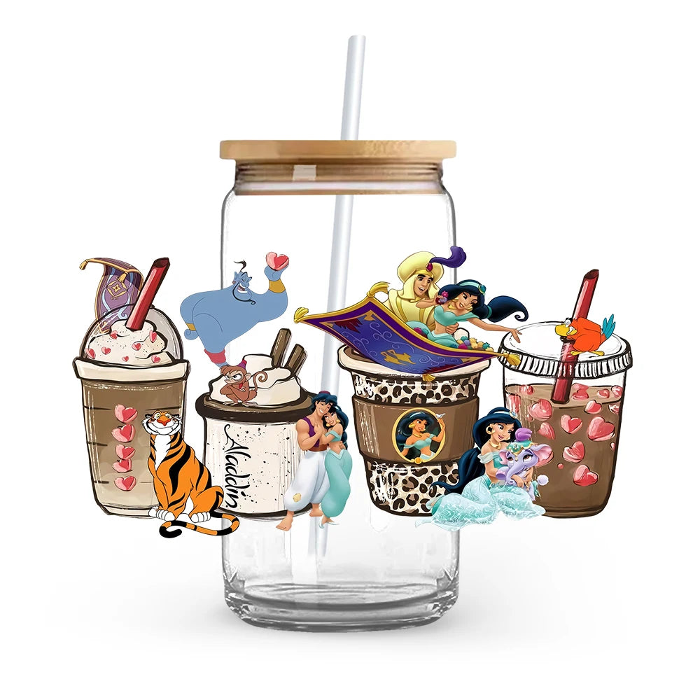 Cartoon Cute Princess Mickey Minnie Stitch Vinyl Sticker For Clothes Iron On Transfer Applique Decor Washable Fusible Patch