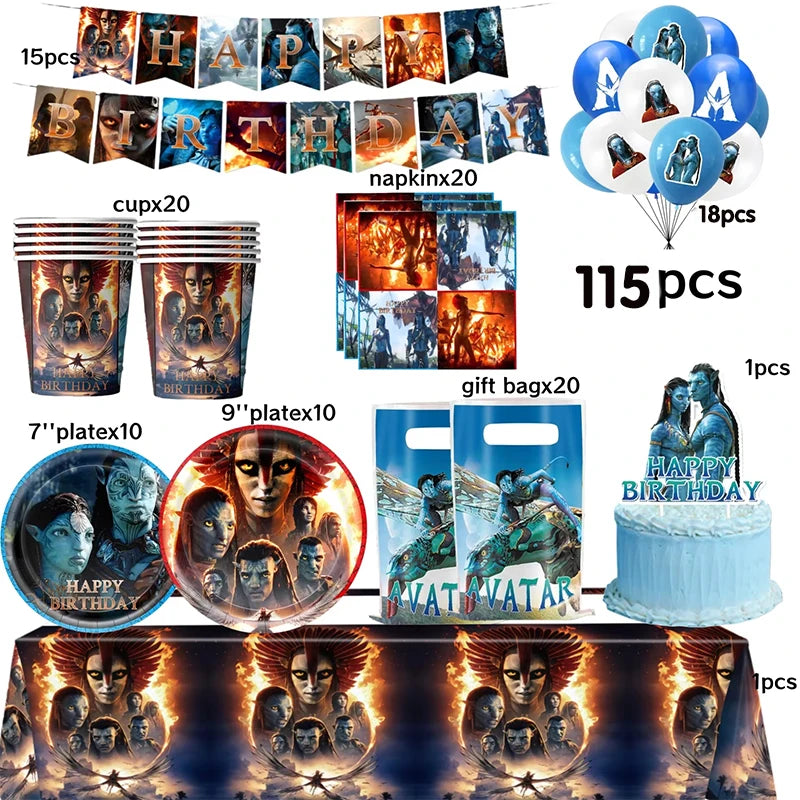 Avatar 3 Balloon Birthday Party Decoration Tableware Cup Plate Tablecloth Banner Background Gift Bag Baby Shower Supplies Gift