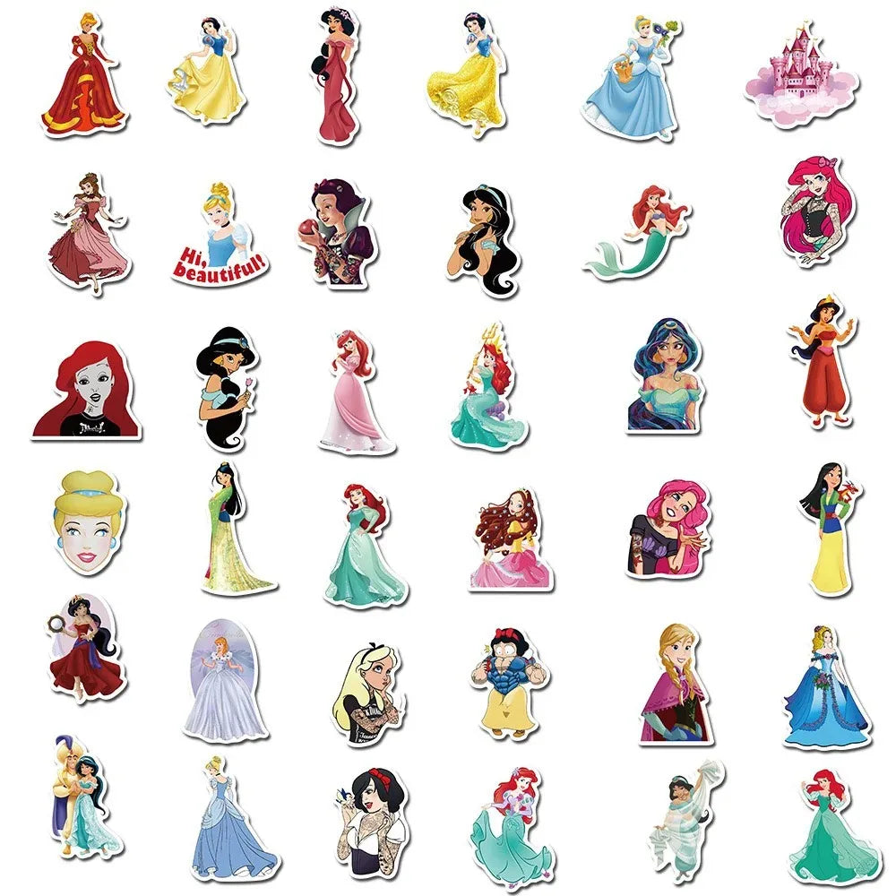 10/30/50/100PCS Disney Mix Cartoon Princess Sticker DIY Diary Laptop Luggage Skateboard Phone Fun Graffiti Scrapbooking Decals