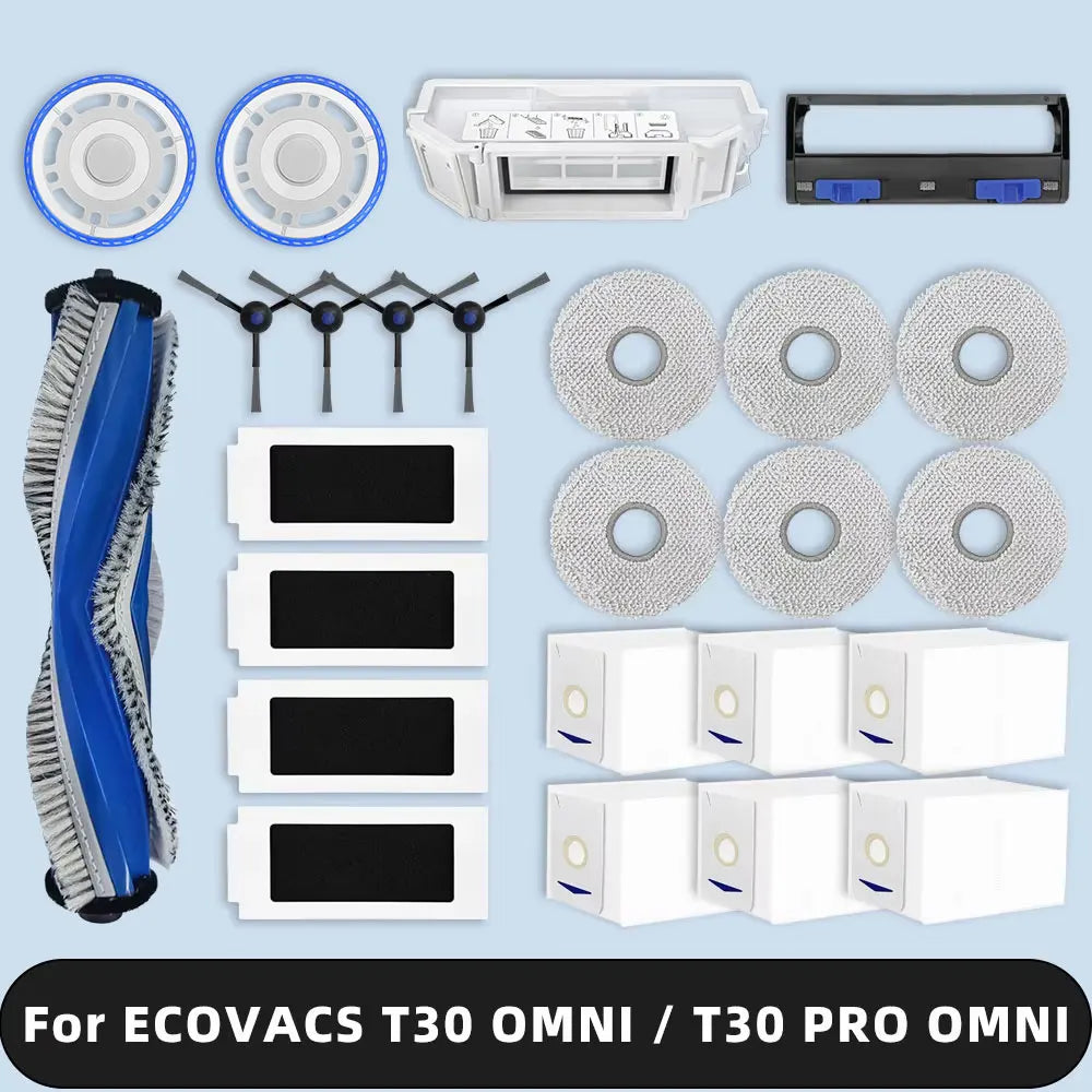 Compatible For ECOVACS DEEBOOT T30 OMNI / T30 PRO OMNI Spare Parts Main Side Brush Hepa Filter Mop Cloth Dust Bag Consumables