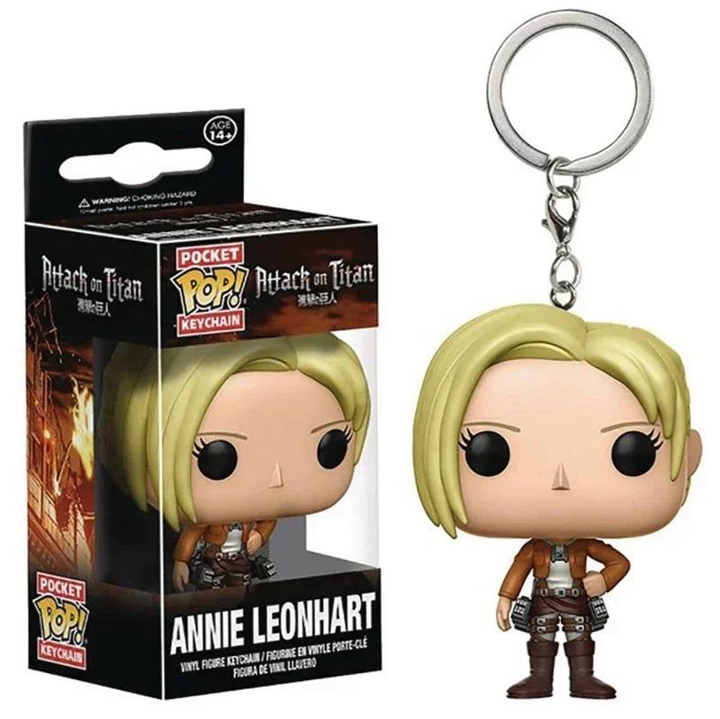 FUNKO Pop Attack On Titan Annie Leonhart PVC Pop Keychain Toys Kid Carvinal Collection Gift Keyrings Action Kids Gift