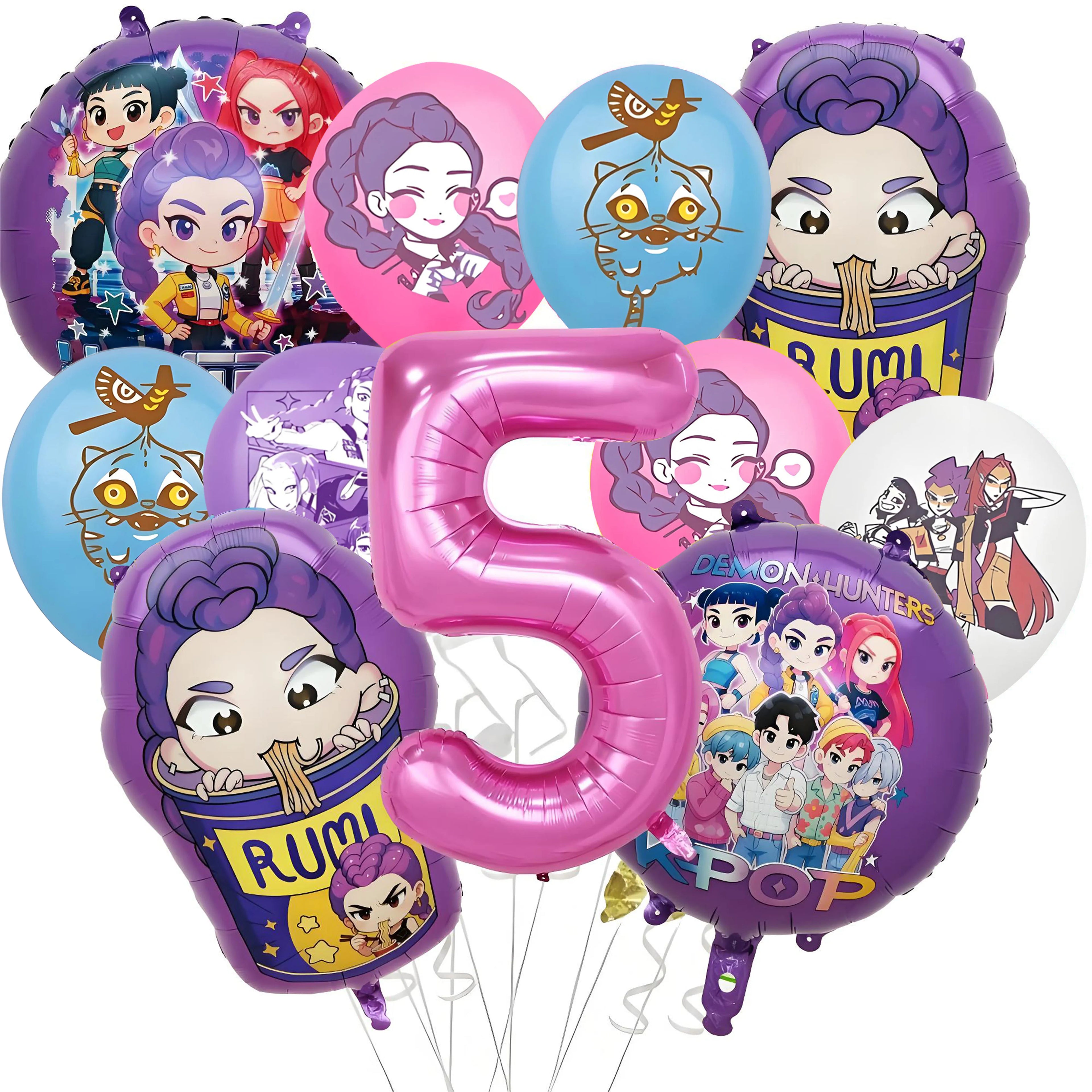Demon Hunter Birthday Party Supplies Favors Kids Surprise Goody Bags Fillers Balloons Banner for Girls K-pop Anime Cosplay Party