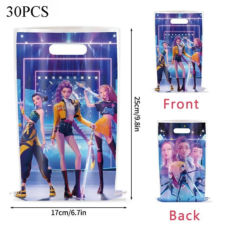 Kpop Demon Hunter Birthday Party Accessorie K Pop Birthday Warriors Pop Party Backdrop Cups Plates Tablecloth Ballons Cake Decor