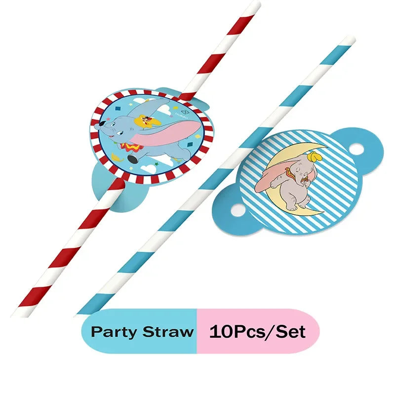 Cartoon Dumbo Theme Birthday Decorations Disposable Party  Tableware Sticker Label Children's Day Baby Shower Supplies