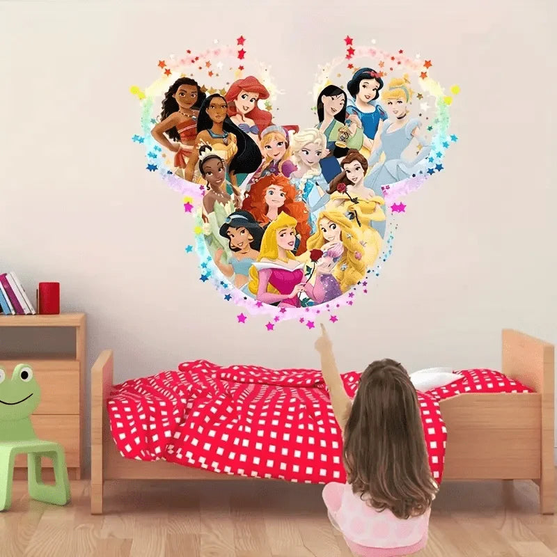 1 Disney-Themed Wall Sticker, Featuring Cute Images of Snow White, Cinderella, and the Little Mermaid - Suitable for Home Decoration, Can Be Used Indoors, on Windows, and Porches