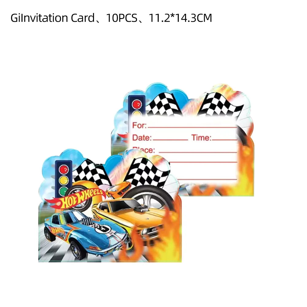 Hot Wheels Birthday Party Decor Disposable Tableware Racing Car Gift Bag Tablecloth Cake Balloon Plate Boy Kid Party Supplie Set