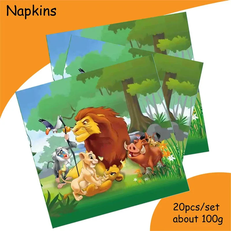 Disney Lion King Graduation Theme Decorations Lion King Backdrop Disposable Tableware Baby Shower Kids Party Supplies Gift