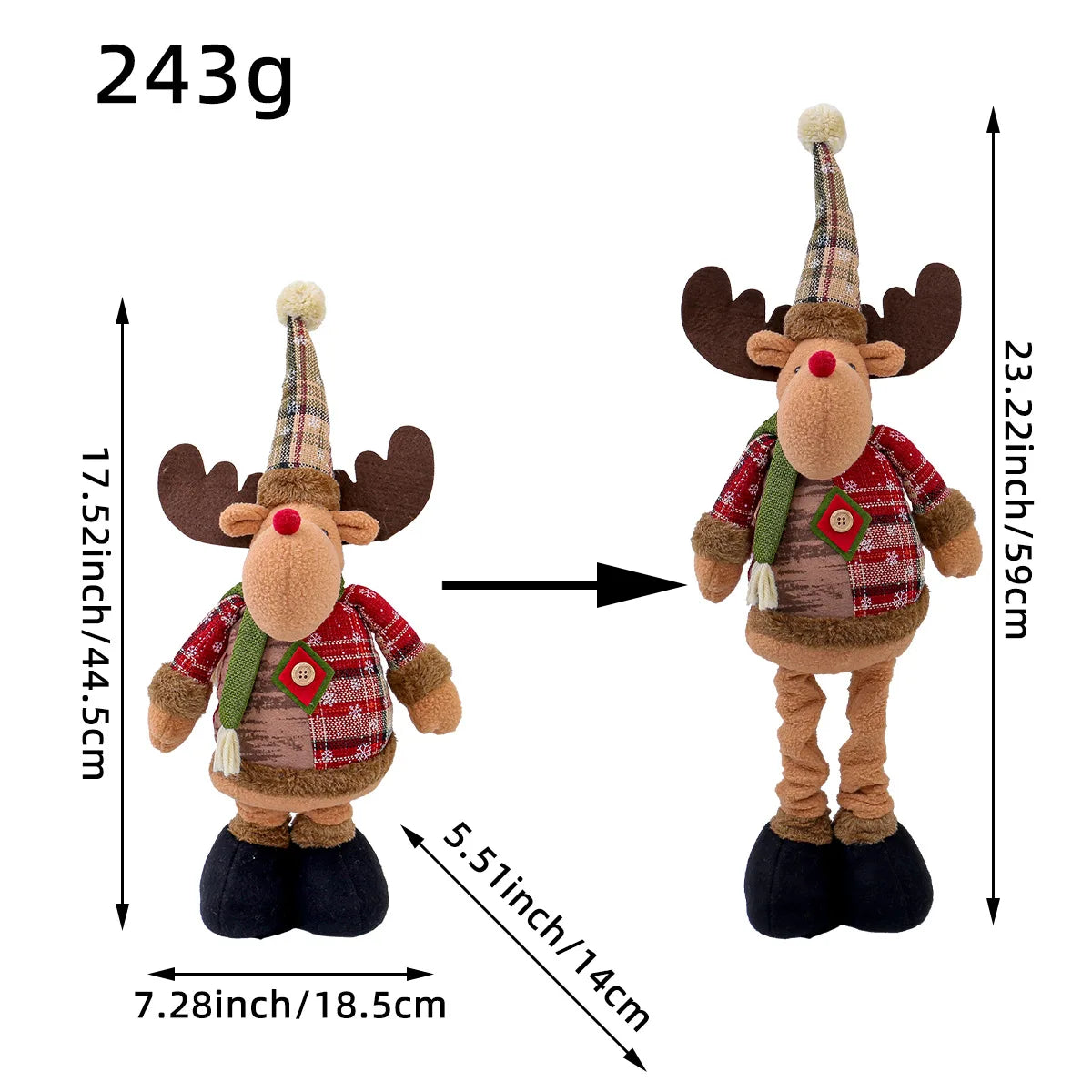 2026 Retractable Santa Claus Snowman Elk Doll Plush Boys Girls Xmas Gifts Decorations For Home Party Christmas Ornament