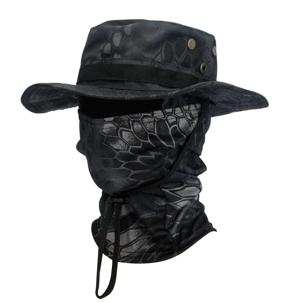 2Pcs/Set Wide-brimmed Hat Balaclava Mixed Set Men Sunscreen Boonie Cap Outdoors Hiking Camping Fishing Hat Sun Hat Fisherman Hat