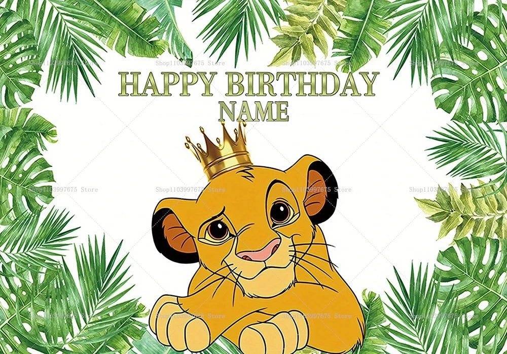 Custom Name Disney The Lion King Backdrop Children Birthday Decoration Photographic Background Baby Shower Banner Party Supplies