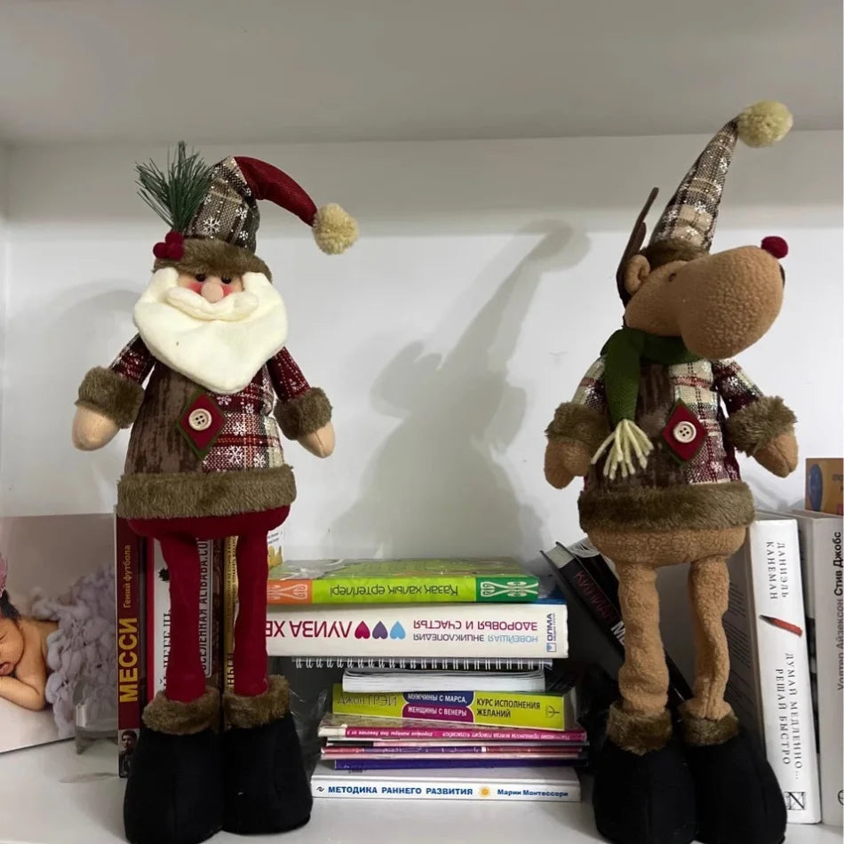 2026 Retractable Santa Claus Snowman Elk Doll Plush Boys Girls Xmas Gifts Decorations For Home Party Christmas Ornament