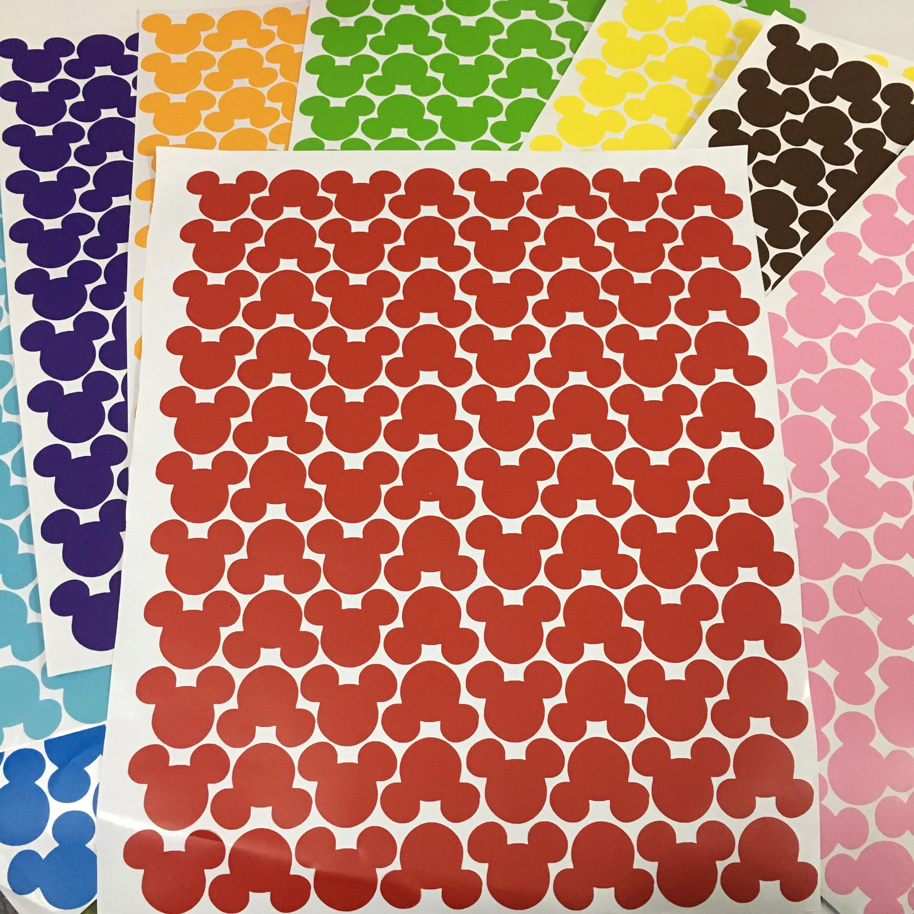 88pcs/set Cartoon Mouse Head Wall Sticker For Kids Rooms Home Decor Glass Bottle Kitchen Label Adhesive Stickers Art Wallpaper