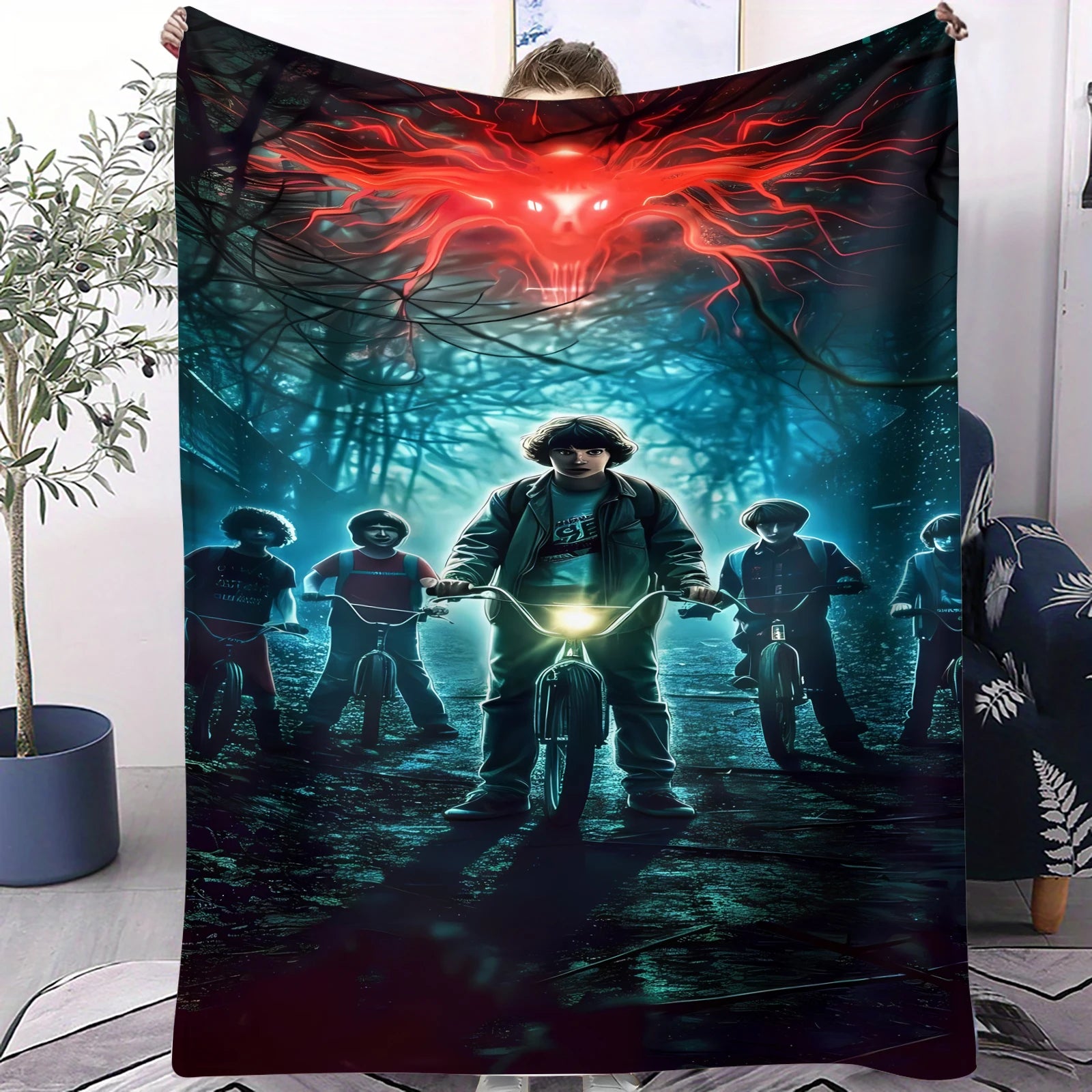 1PC Science Fiction Horror S-Stranger T-Things Blanket Warmth Flannel Blanket Soft Cozy Multifunctional Decorative Throw Blanket