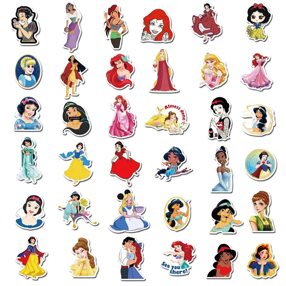 10/30/50/100PCS Disney Mix Cartoon Princess Sticker DIY Diary Laptop Luggage Skateboard Phone Fun Graffiti Scrapbooking Decals