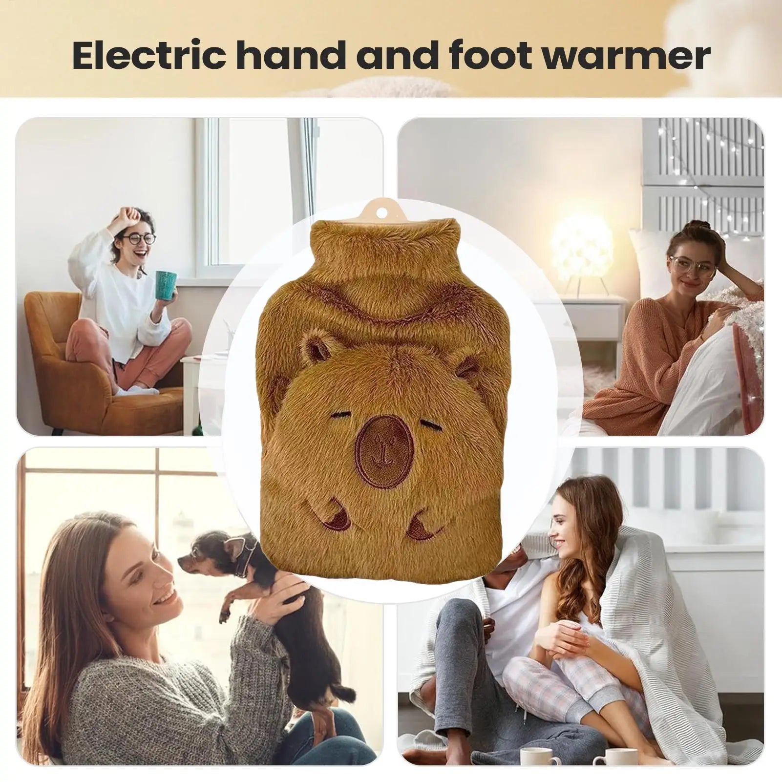 2026 Cute Capybara Shape Warm Water bottle 1000ml Capacity Shape plush Use Winter For Home Travel Camping study Use  Warm