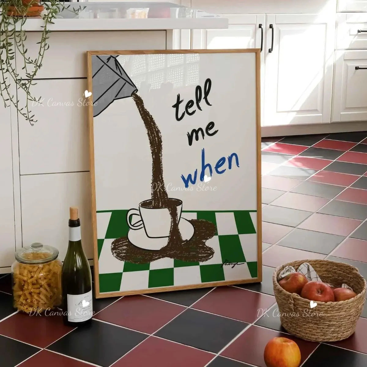 "Tell Me When" Quote Canvas Print Poster Funny Coffee Wine Cheese Cooking Art Prints Restaurant Kitchen Wall Art Home Decor