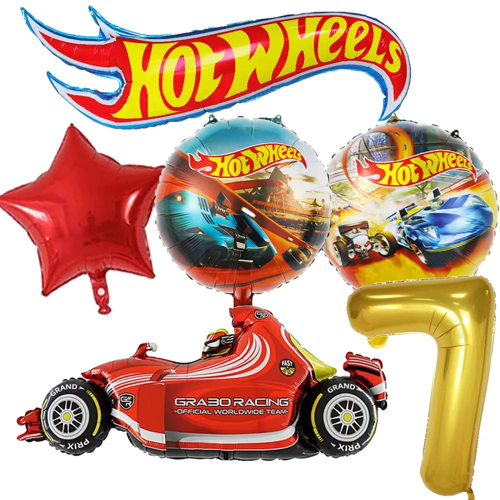 Hot Wheels Birthday Party Decor Disposable Tableware Racing Car Gift Bag Tablecloth Cake Balloon Plate Boy Kid Party Supplie Set