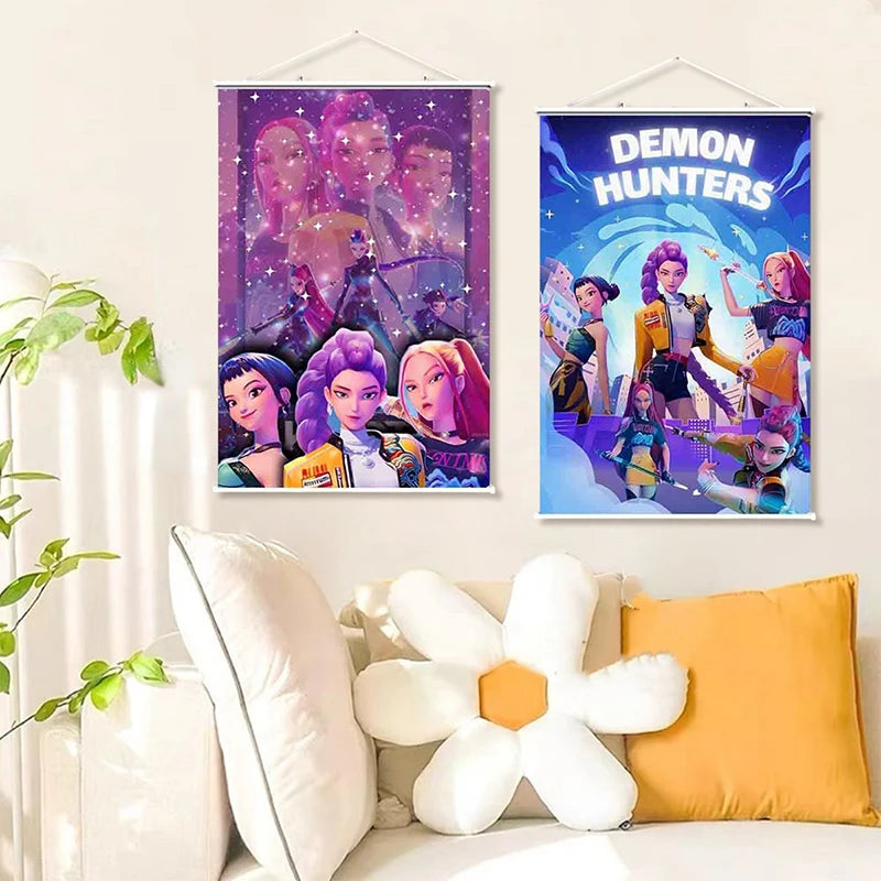 Demon Hunters Birthday Balloons Huntrix Birthday Kpop Warriors Balloons Birthday Backdrop Cloth Kpop Birthday Decor Accessiories