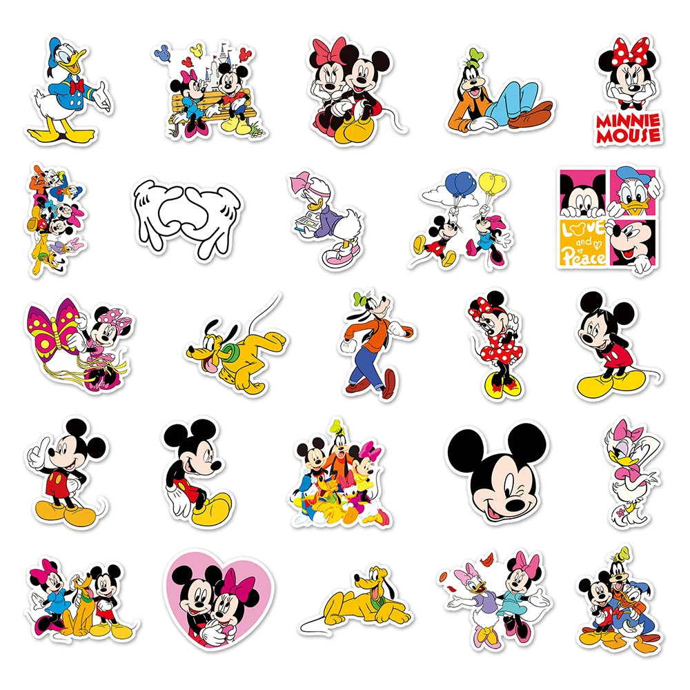 10/30/50PCS Disney Classic Anime Mickey Mouse Stickers Cute Donald Duck Minnie Cartoon Sticker DIY Phone Kids Toy Notebook Decal