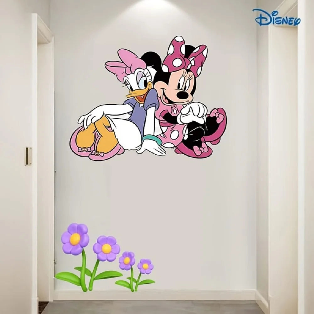 1 Piece Disney Mickey and Minnie Mouse Large Wall Decal - Self-Adhesive Cartoon Sticker, Perfect for Room Walls, Cars, and Party Decorations, Disney Stickers