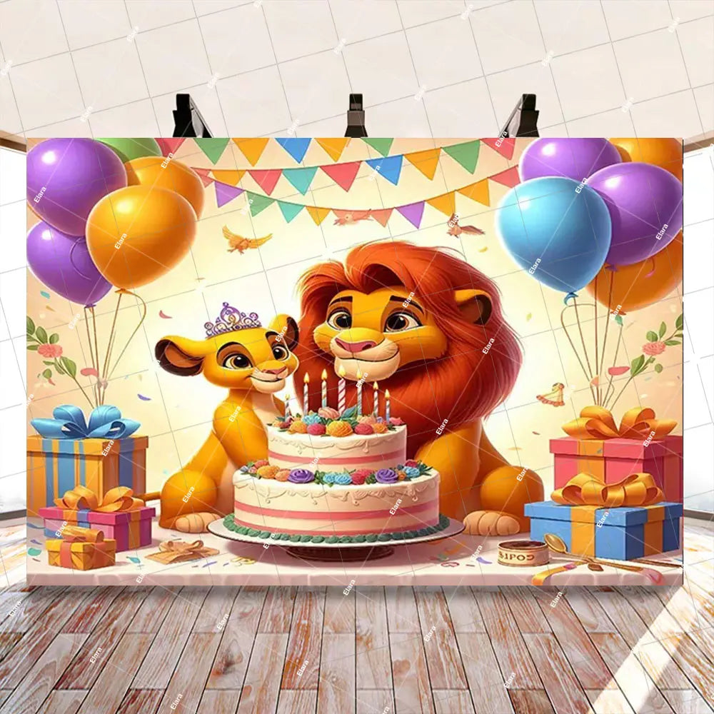 Disney Cartoon Lion King Simba Theme Kids Birthday Party Forest Jungle Safari Baby Shower Photography Backdrop Custom Banner