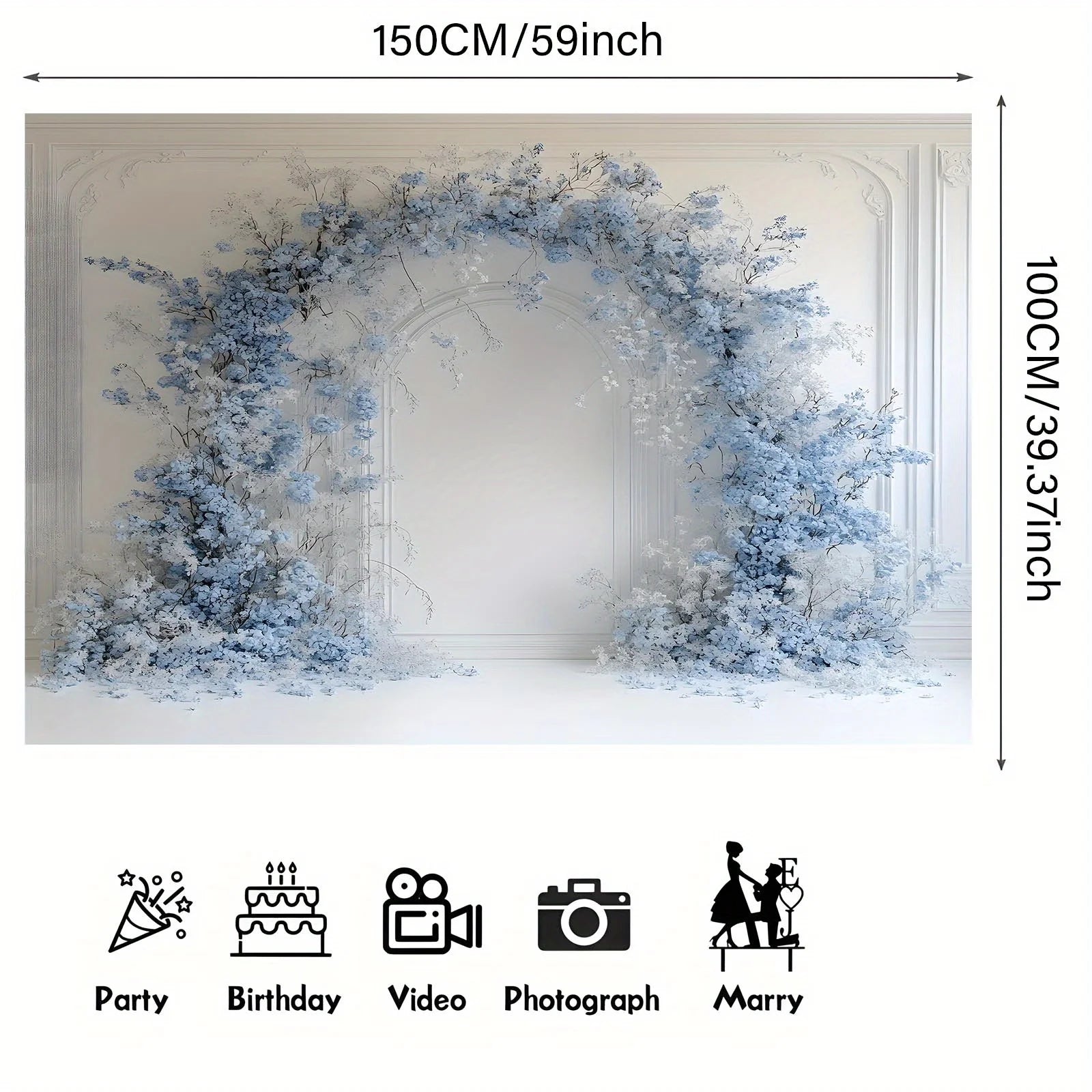 1 PC, luxurious light blue floral arch, suitable for weddings, birthdays, anniversaries, party event backgrounds