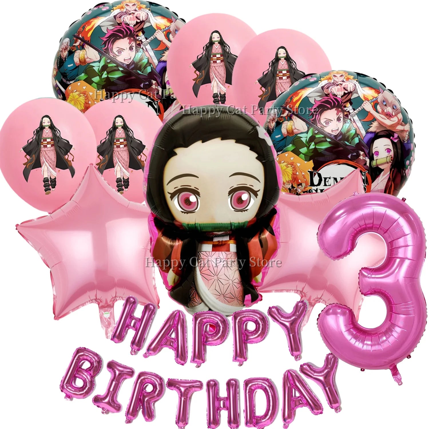 Demon Slayer Balloon Set Happy Birthday Banner Party Decor Kimetsu No Yaiba Latex Balloon Baby Shower kids Favors Gift Supplies