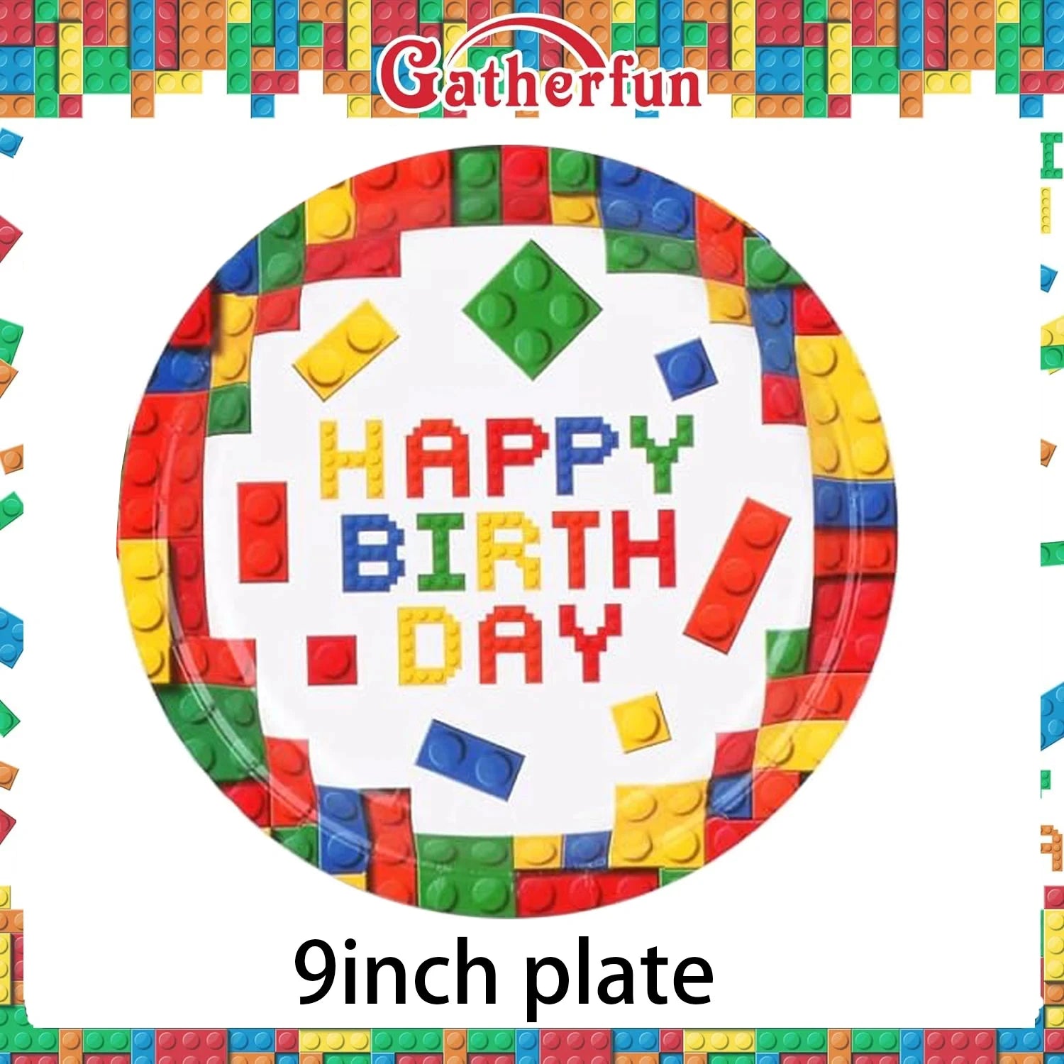 Building Block Tablecloth Theme Party Disposable Tableware Balloon Kid Boy and Girls Birthday Balloon Decor Baby Bath Products