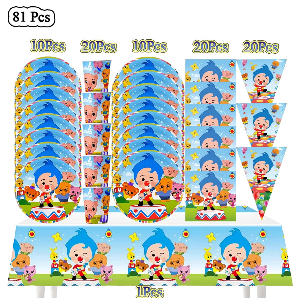 Circus Birthday Party Decor Set Clown Balloons Disposable Tableware Tablecloth Cup Kids Boy Party Supplies Baby Shower Gifts
