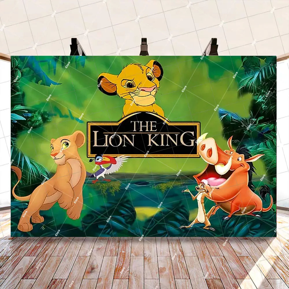 Disney Cartoon Lion King Simba Theme Kids Birthday Party Forest Jungle Safari Baby Shower Photography Backdrop Custom Banner