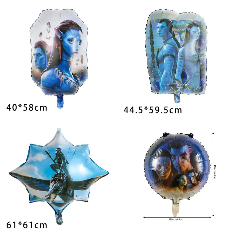 18Pcs Avatar Theme Balloon Set 32inch Blue Number Baby Shower Movie Themed Kids Boys Birthday Party Decorations Supplies