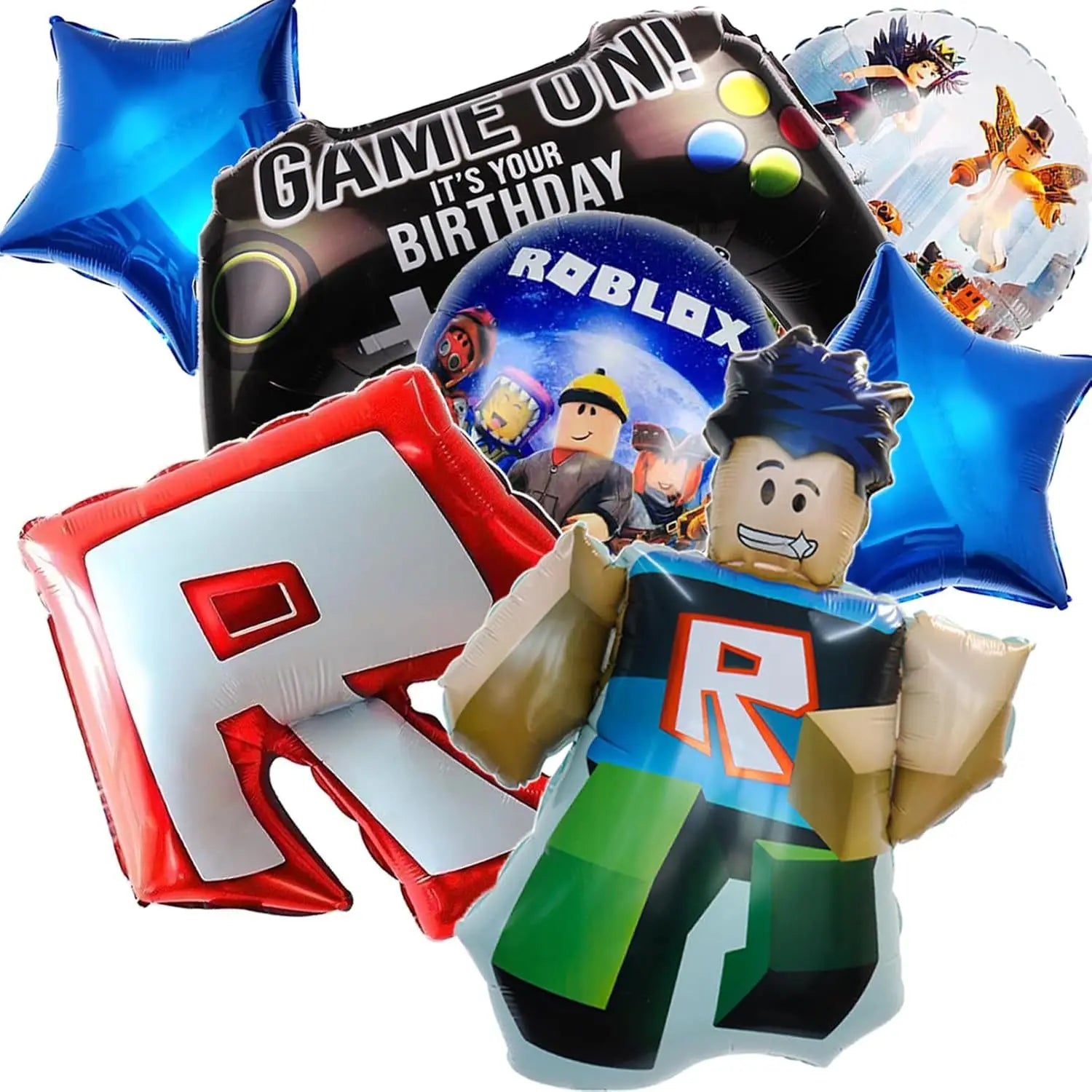 1Set ROBLOX Theme Happy Birthday Balloons Cartoon Game Family Party Decorations Boy Kid Toy Baby Shower DIY Foil Latex Balloons
