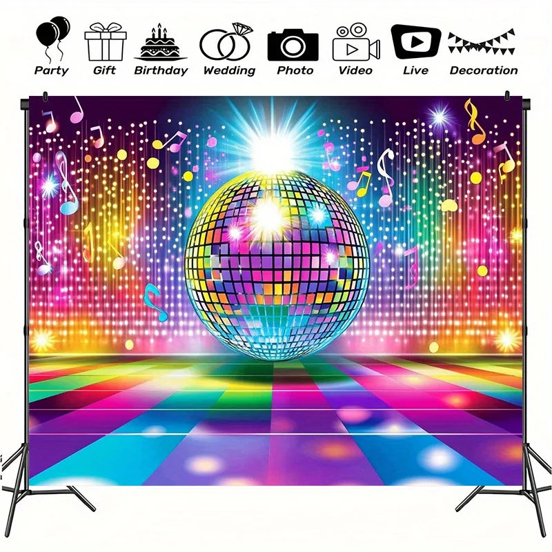 1 retro disco ball background, hip-hop party banner, suitable for birthdays, weddings, photos, videos, live events