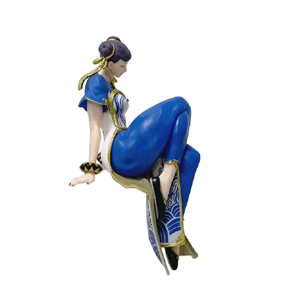 14cm Anime Game Street Fighter Figure Ryu Chun-Li  Action Figure Sitting Posture Figurine Decor PVC Model Fans Collection Toys