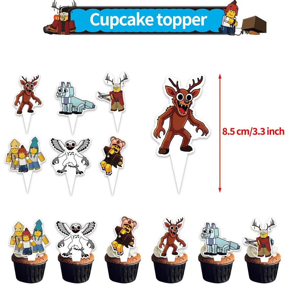 99 Nights In The Forest Themed Birthday Party Deer Balloons Best Friend Party Backdrop Cake Plugin Fans Carnival Decoration Gift