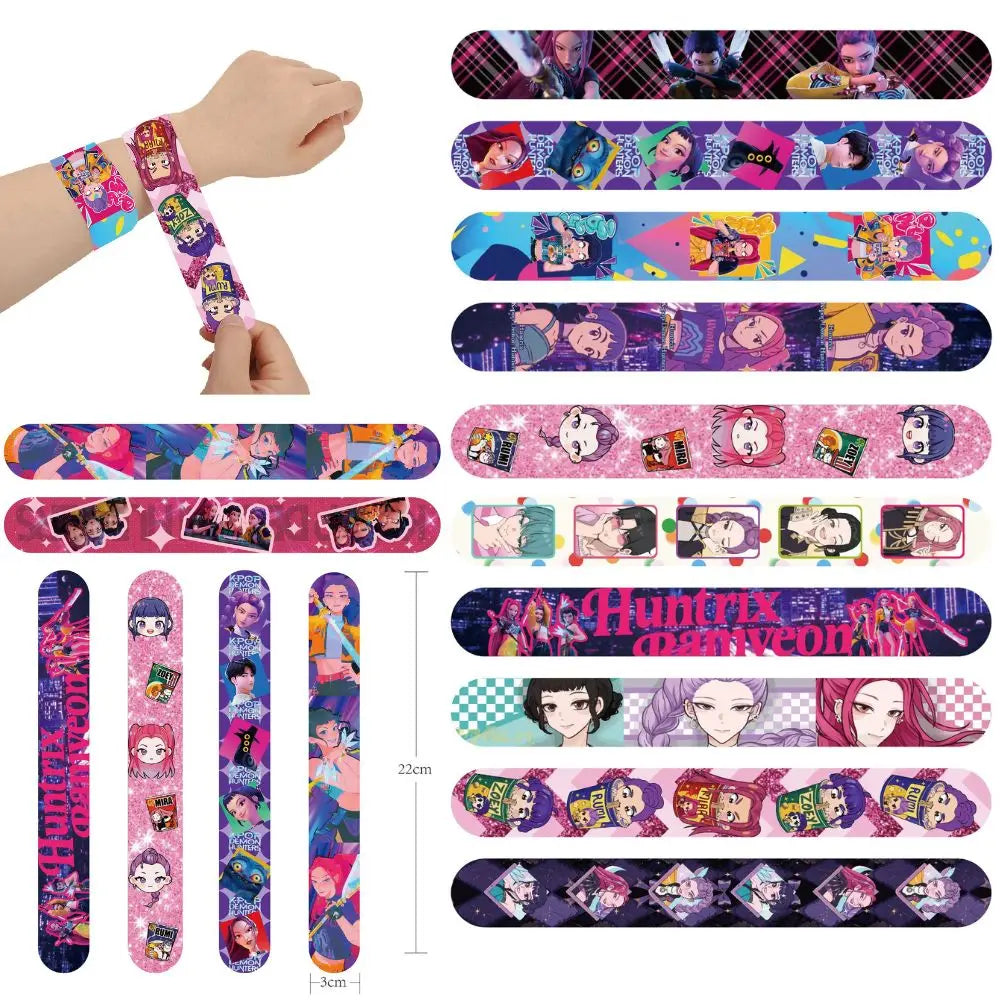12-36pcs K-Ppop Demon Hunters Slap Bracelets Party Favors Birthday Party Gifts for Kids Snap Bracelets Christmas Party Decoratio