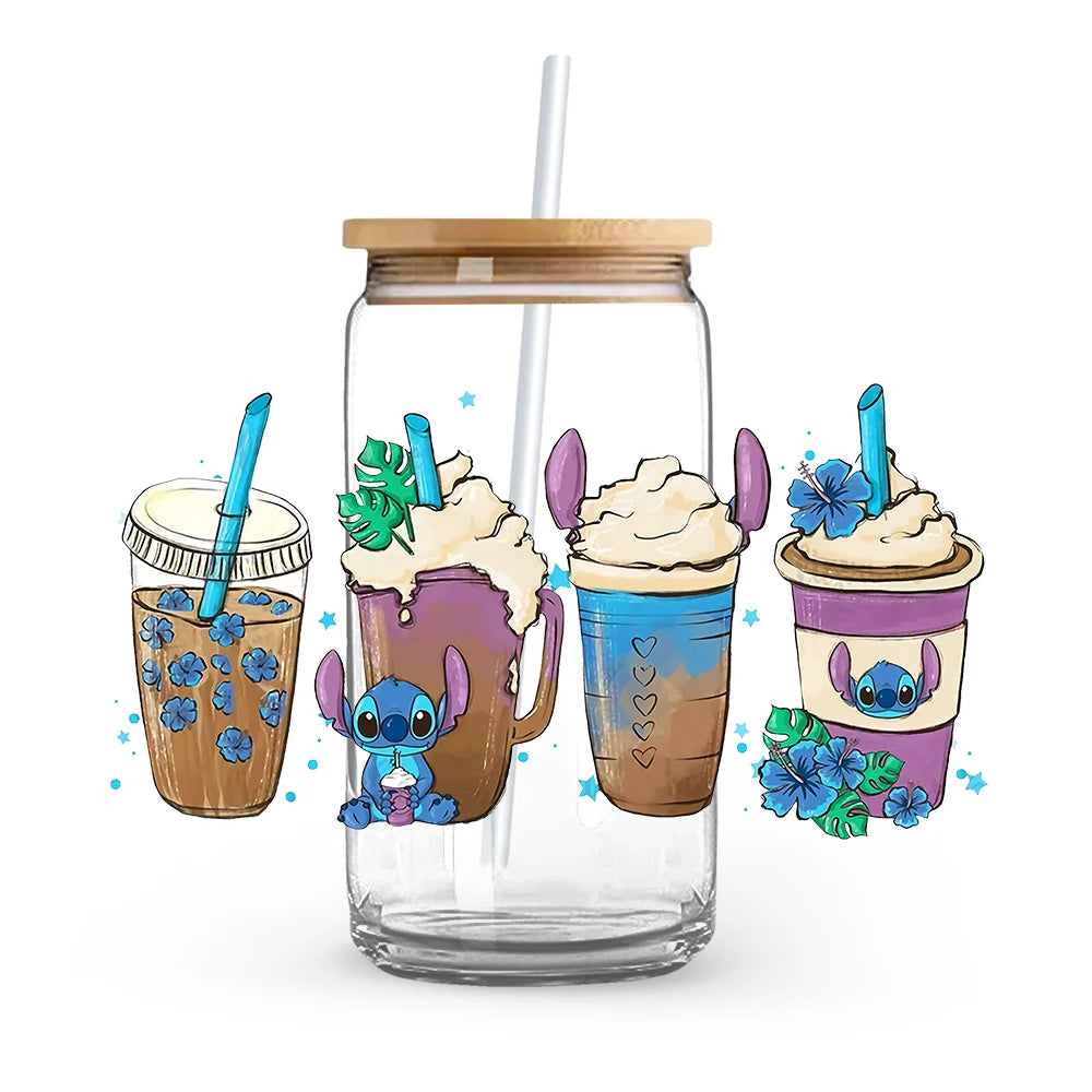 Cartoon Cute Princess Mickey Minnie Stitch Vinyl Sticker For Clothes Iron On Transfer Applique Decor Washable Fusible Patch