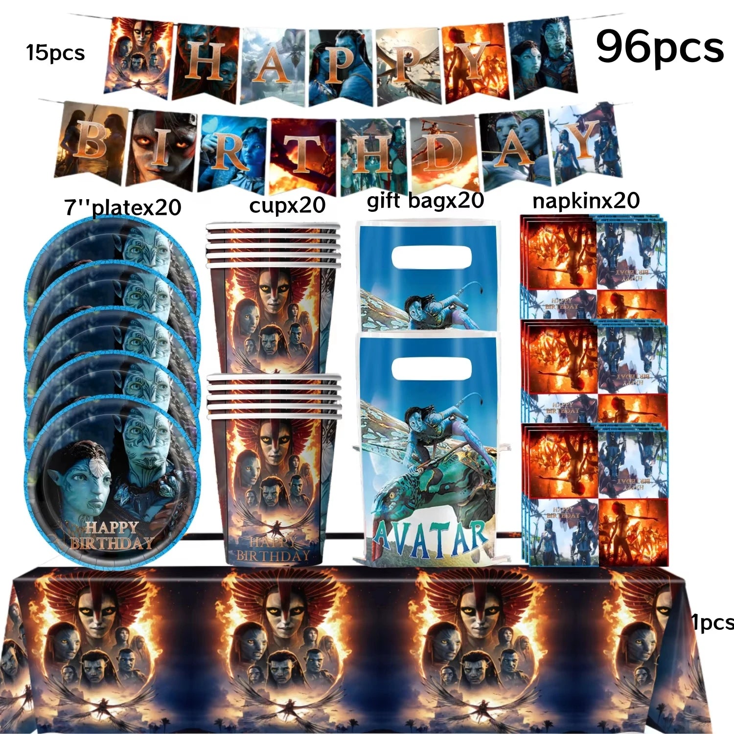 Avatar 3 Balloon Birthday Party Decoration Tableware Cup Plate Tablecloth Banner Background Gift Bag Baby Shower Supplies Gift