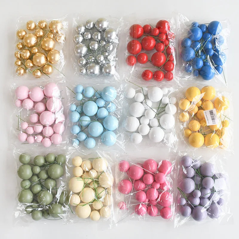 20Pcs Colorful Balls Cake Topper Mini Balloons Cupcake Insert Sticks for Wedding Birthday Party Cake DIY Decoration Baby Shower
