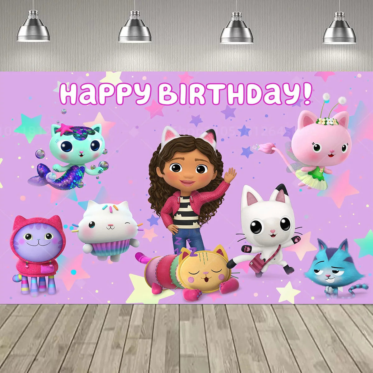 Cartoon Gabby Dollhouse Girl Birthday Party Decoration Backdrop Baby Baptism Party Supplies Pink Toys Photo Banner Decor Supplie