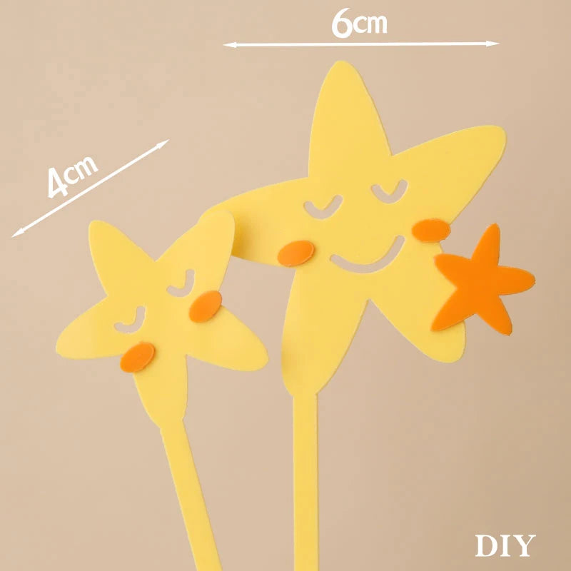 Baby Show Constellation Animal Leo Lion Happy Birthday Cake Topper Yellow Balloon Trees for Cake Decorating Party Supplies Gifts