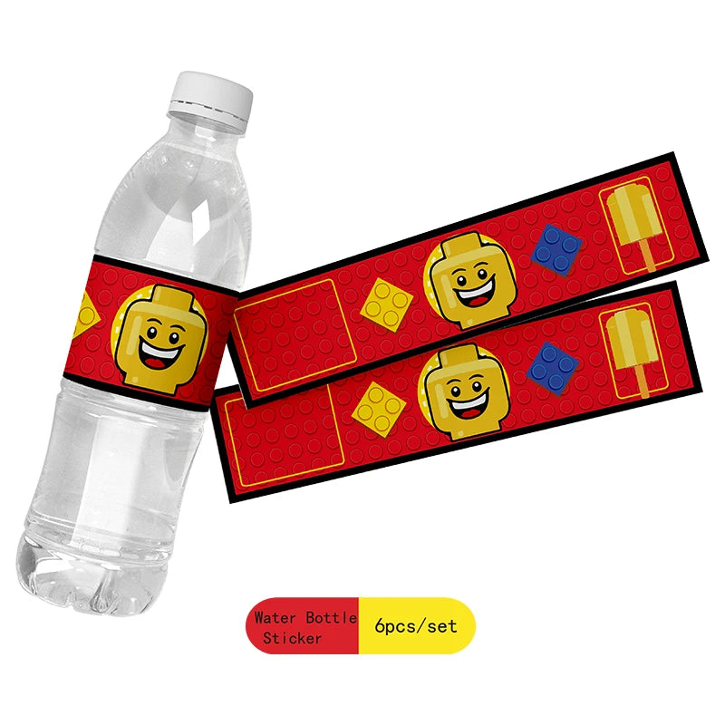 Building Blocks  Theme Birthday DIY Party Disposable tableware balloons water bottle labels banner boys girls decoration