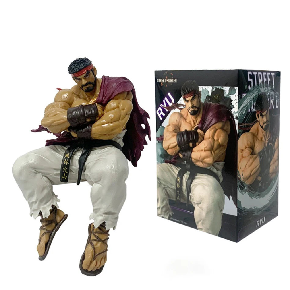 14cm Anime Game Street Fighter Figure Ryu Chun-Li  Action Figure Sitting Posture Figurine Decor PVC Model Fans Collection Toys