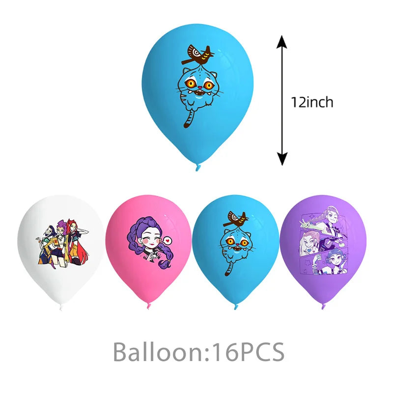 Demon Hunter Birthday Decorations Tableware Set Cups Plates Napkins Balloons Decor Kids Baby Shower Kpop Party Supplies