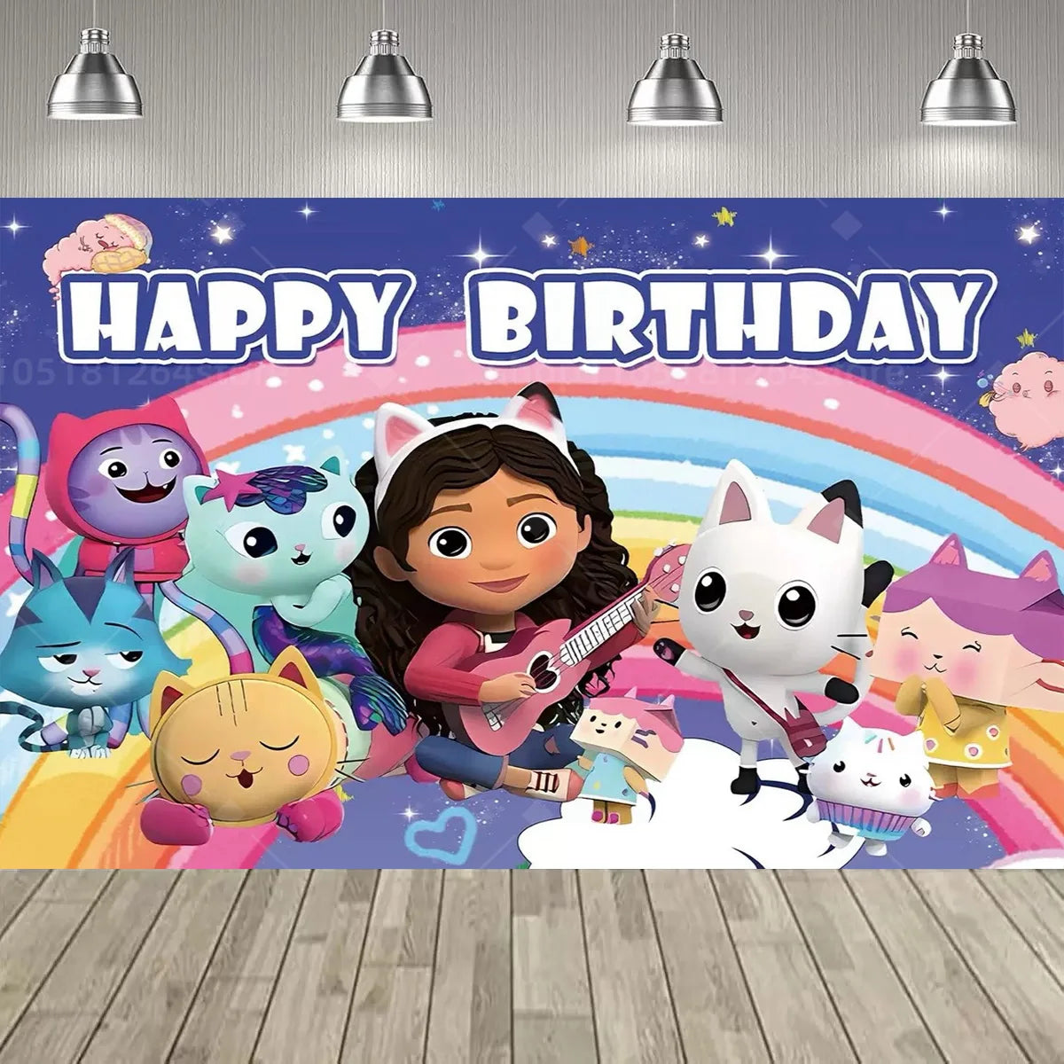 Cartoon Gabby Dollhouse Girl Birthday Party Decoration Backdrop Baby Baptism Party Supplies Pink Toys Photo Banner Decor Supplie