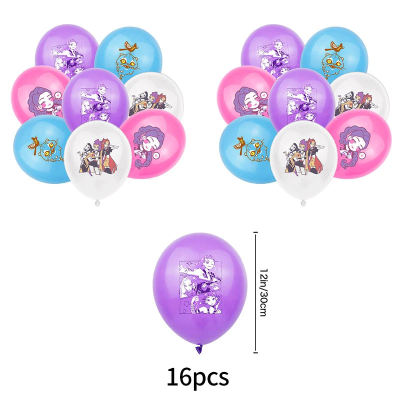 Kpop Demon Hunter Birthday Party Accessorie K Pop Birthday Warriors Pop Party Backdrop Cups Plates Tablecloth Ballons Cake Decor