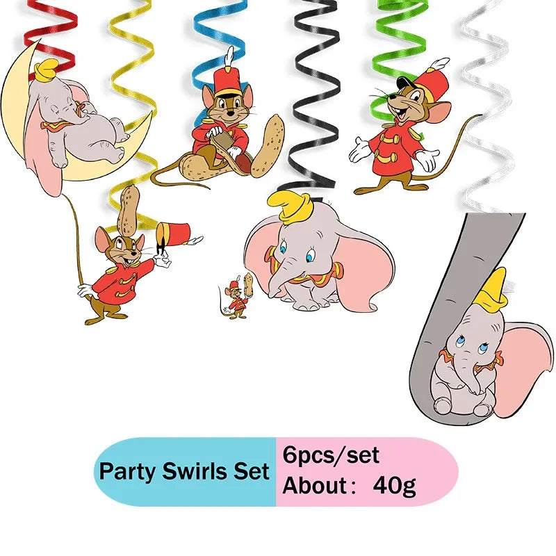 Cartoon Dumbo Theme Birthday Decorations Disposable Party  Tableware Sticker Label Children's Day Baby Shower Supplies