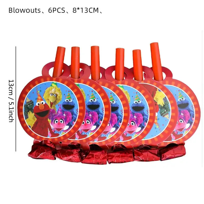 Disney Cartoon SEsame-Streets Birthday Party Set Supplies Kids Disposable Tableware Balloon Cake Topper Banner Plates Decoration